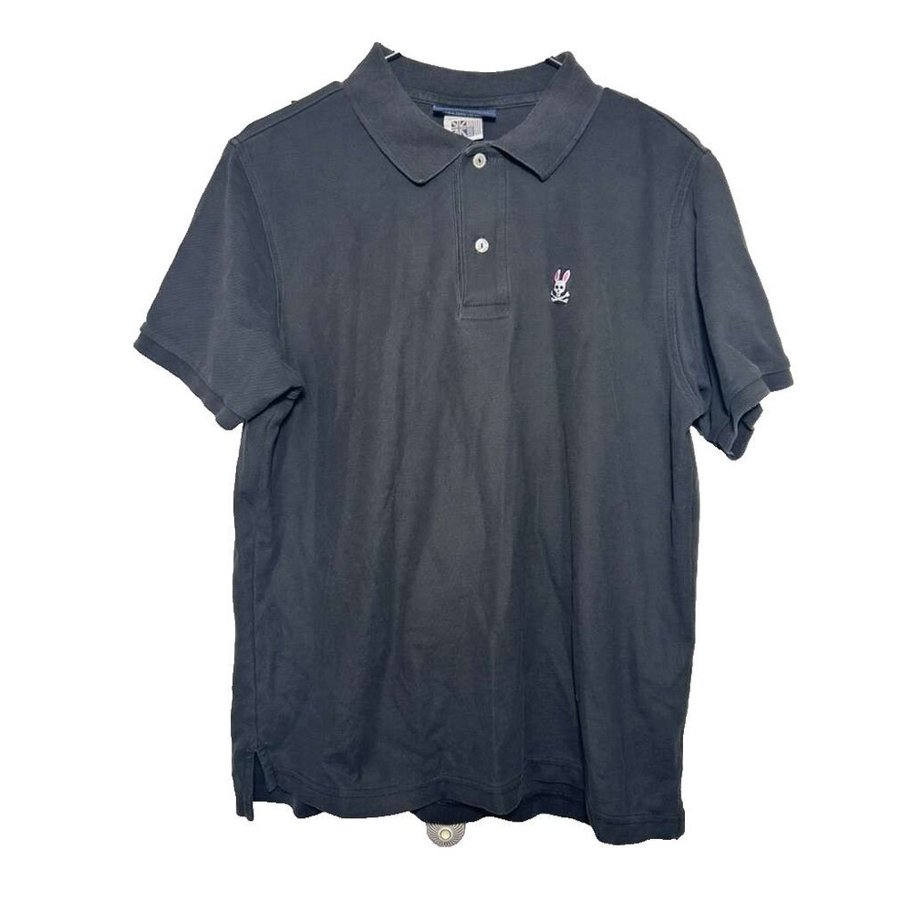 Psycho Bunny Polo Shirt Men's Size 5 Medium Black Short Sleeve Pima Cotton